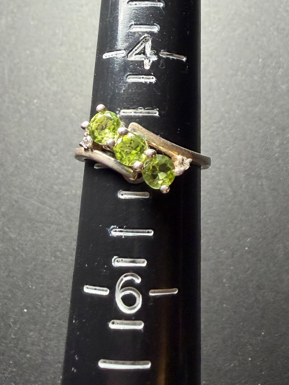 Sterling Silver Peridot Three-Stone Ring